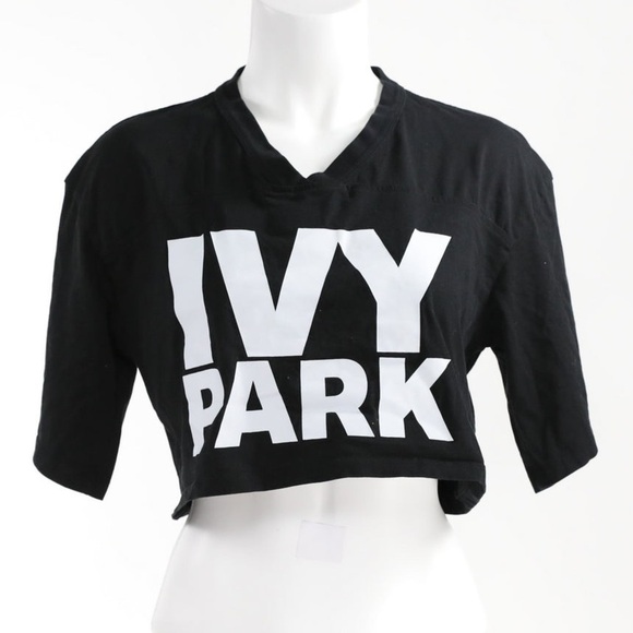 🔥Ivy Park,One of My Favorite Clothiers, Black Cropped-Top, V-Neck, EUC,Size Med - Picture 1 of 9